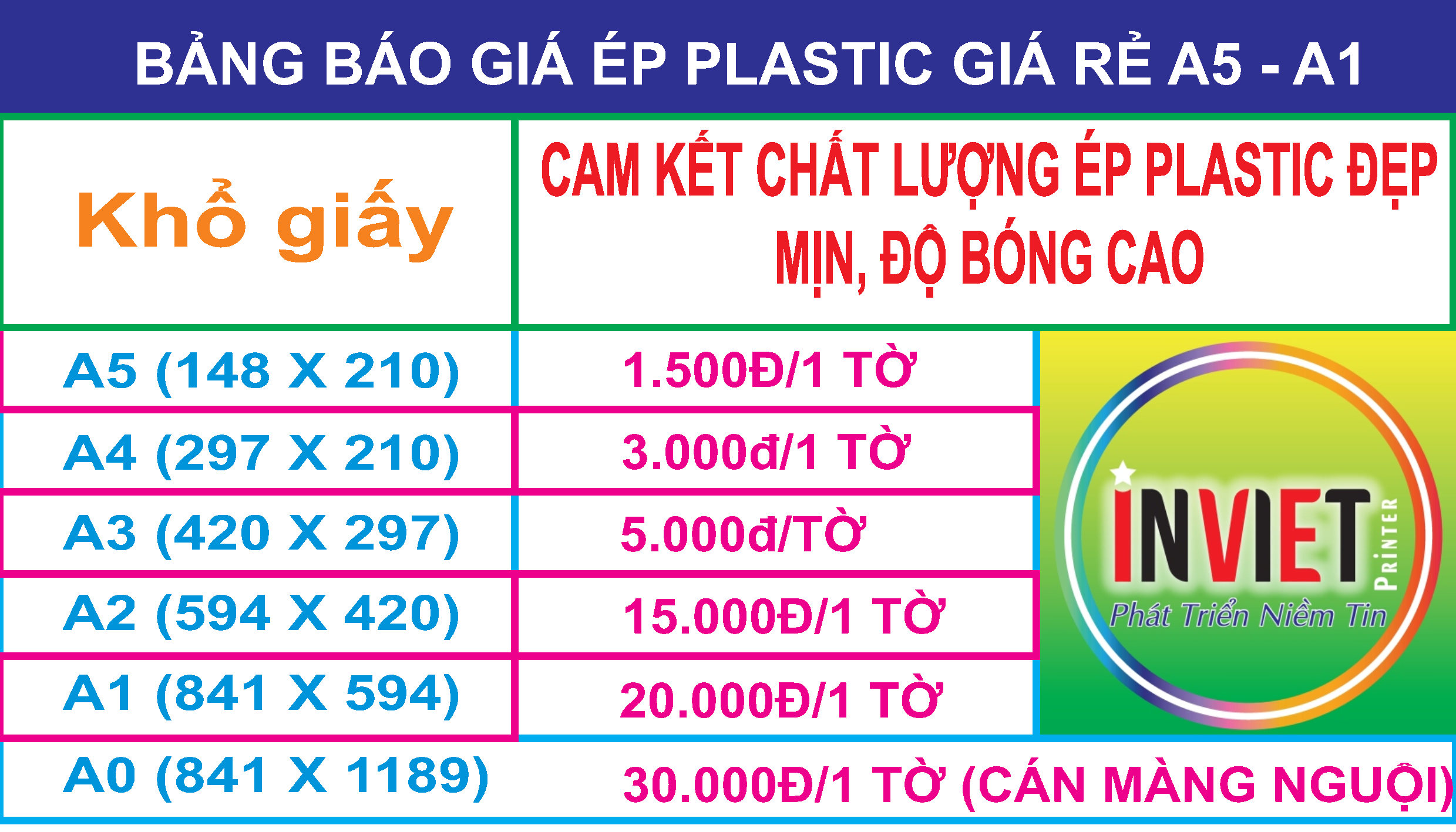 Dịch vụ Ép Plastic đẹp, Bảng báo giá ép plastic giá rẻ tại Hà Nội